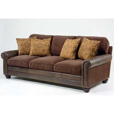 Rustic Leather Furniture on Fabric And Leather Sofa With Nails Rustic Retreat 1077 56 Rustic