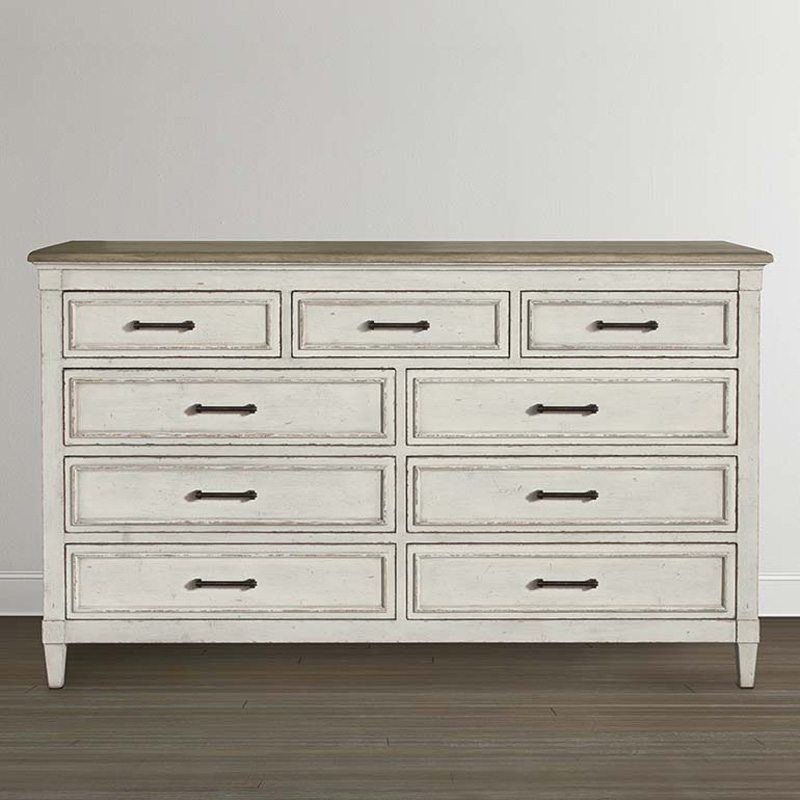 Bassett 2572-0228 Bella 9 Drawer Wood Top Dresser