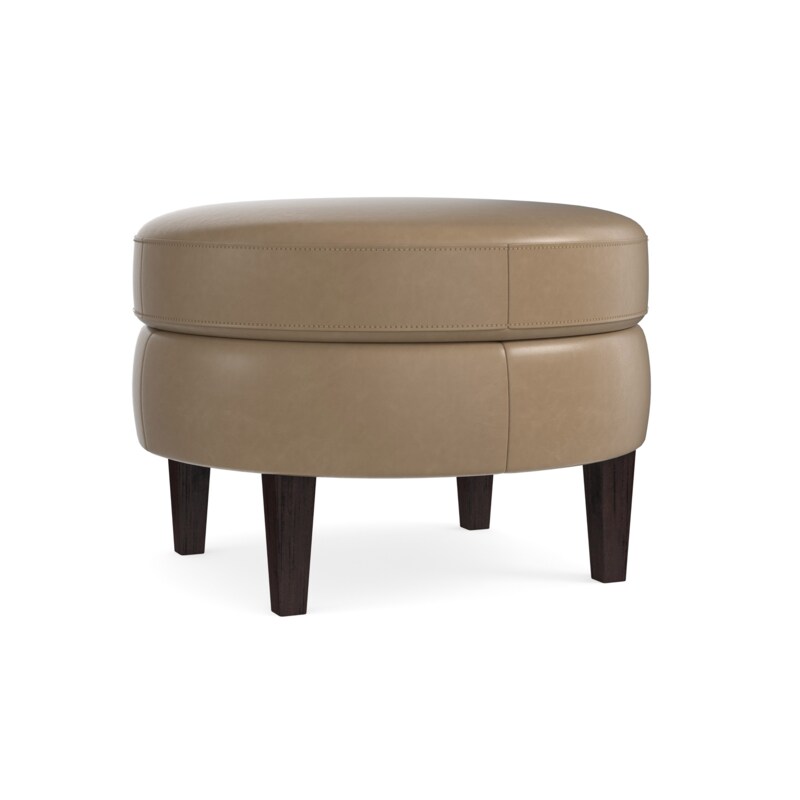 Bassett 1400-2525L Delway Small Leather Round Ottoman