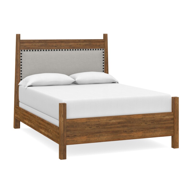 Bassett 2015-K156F BenchMade Heritage Maple Upholstered Panel Bed