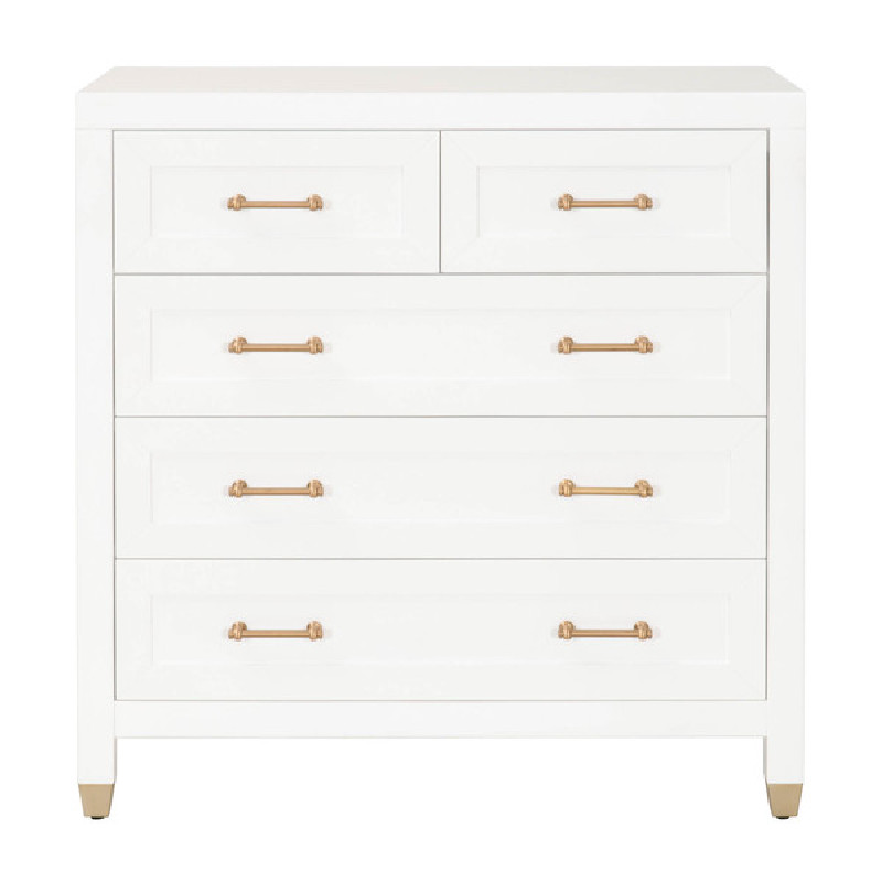 Essentials For Living 6135.WHT/BBRS Traditions Stella 5 Drawer High Chest