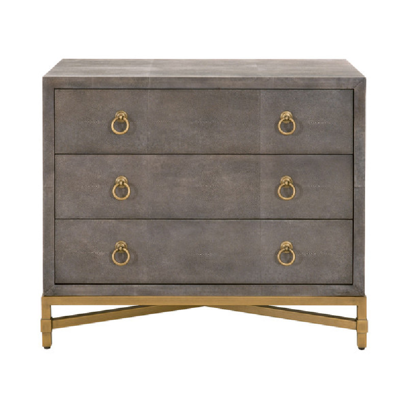 Essentials For Living 6120.GRY-SHG/GLD Traditions Strand Shagreen 3 Drawer Nightstand