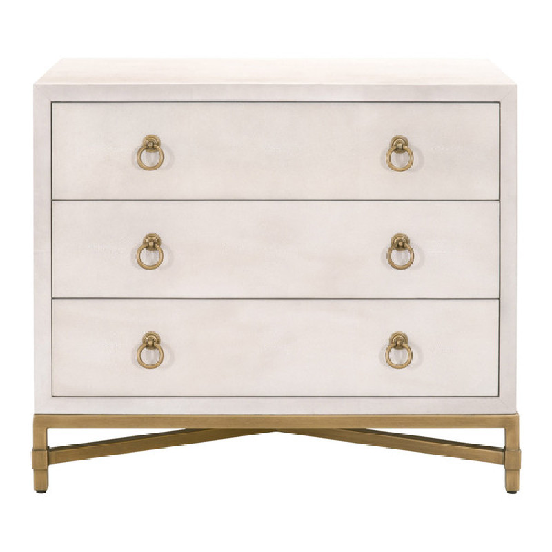 Essentials For Living 6120.WHT-SHG/GLD Traditions Strand Shagreen Nightstand