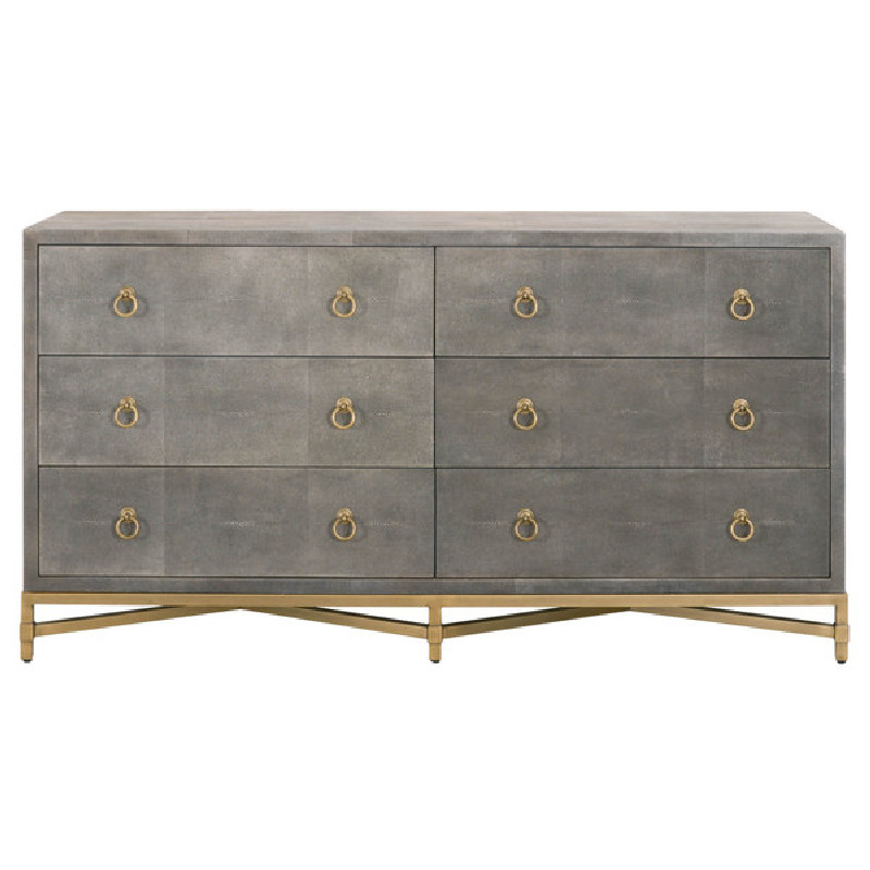Essentials For Living 6122.GRY-SHG/GLD Traditions Strand Shagreen 6 Drawer Double Dresser