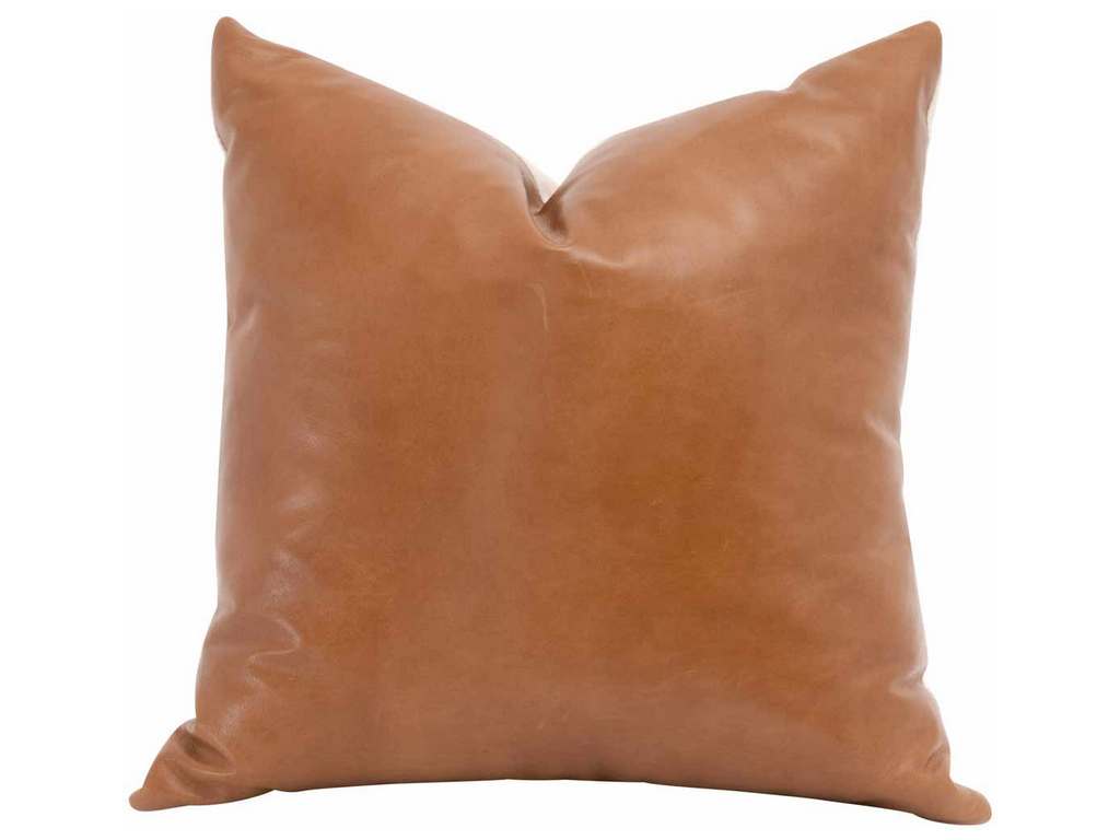 Essentials for Living 7204-22.WHBRN/JUT  The Better Together 22 inch Essential Pillow in Whiskey Brown Top Grain Leather Jute