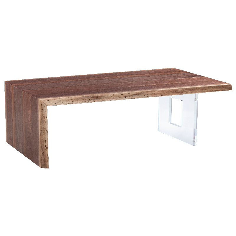 Fairfield CW54-wc Live Edge Crotch Walnut Waterfall Cocktail Table With Acrylic Square Base