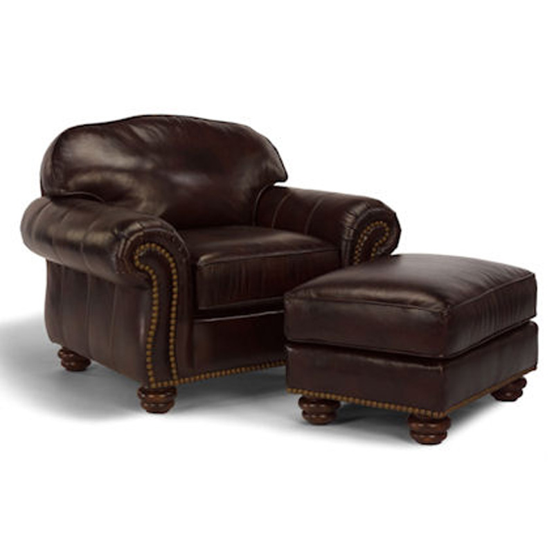 Flexsteel 3648-10-08 Bexley Chair and Ottoman with Nails