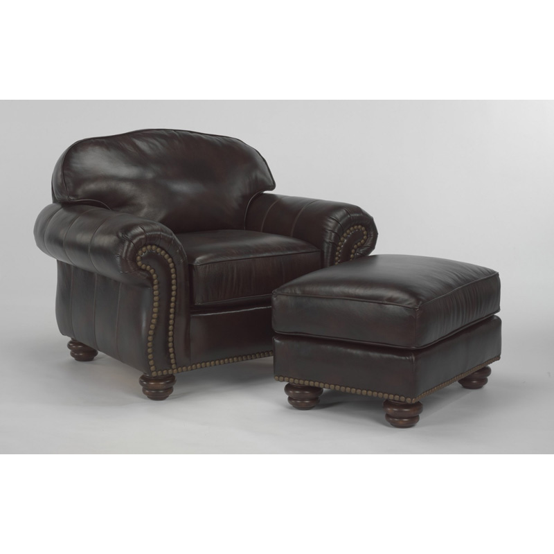 Flexsteel 3648-10 Bexley Leather Chair with Nailhead Trim