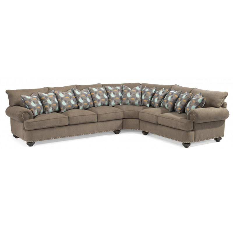 Flexsteel 7322-Sect Patterson Fabric Sectional with Nailhead Trim