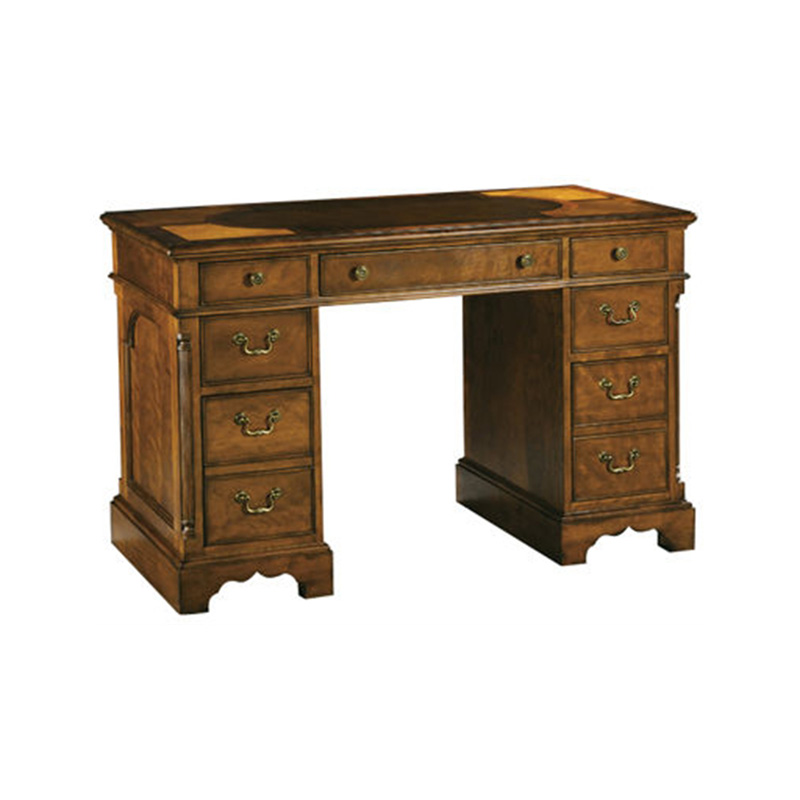 Hekman 71107 Writing and Accent Desks Oval Inlay Top Pedestal Desk