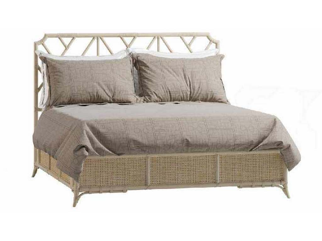 Jonathan Charles 004-1-112-WWO Serene Tropical Tracery Chippendale Bamboo Bed White Washed Oak