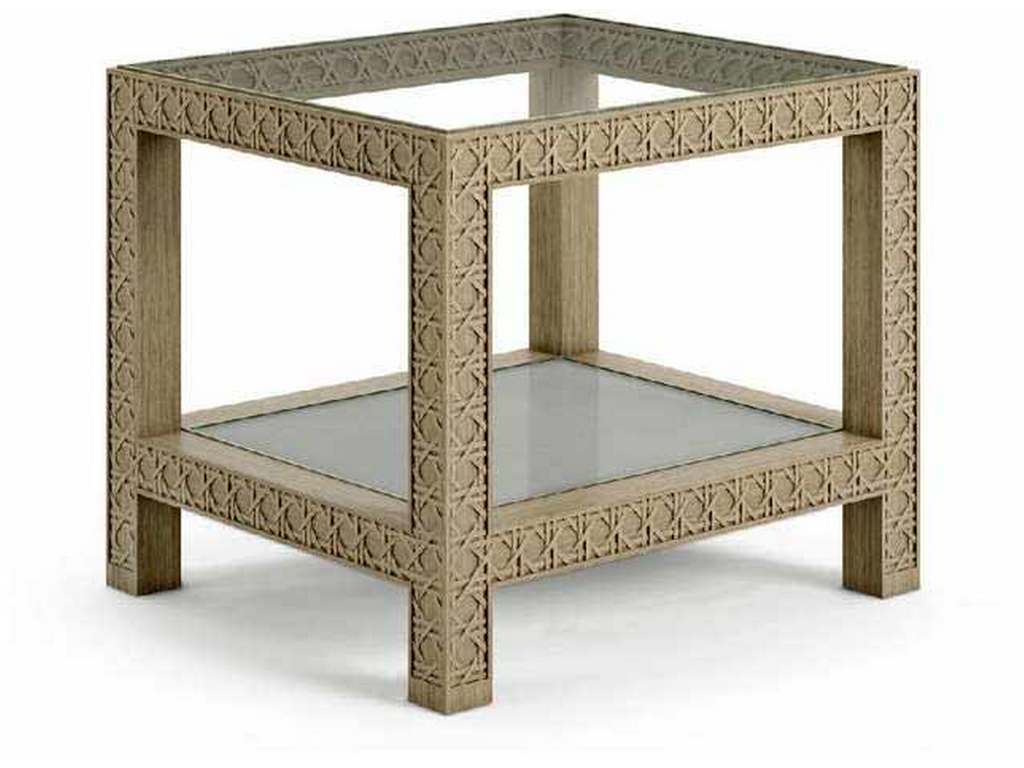 Jonathan Charles 001-3-AN0-WWO Water Cnoidal Cane Carved End Table