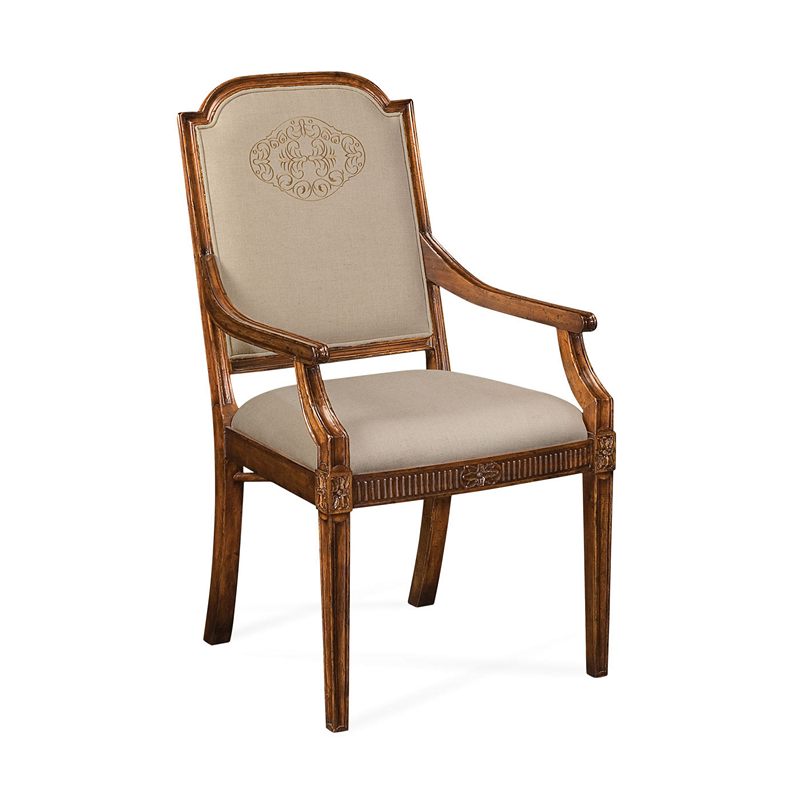 Jonathan Charles 493396 Windsor Upholstered Dining Chair with Gold Embroidery Arm