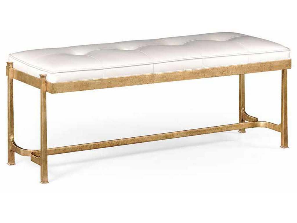 Jonathan Charles 494150-G Modern Accents Gilded Iron and Leather Bench