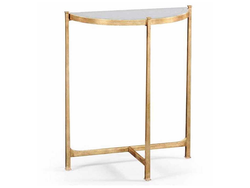 Jonathan Charles 494180-G Modern Accents Eglomise and Gilded Iron Demilune Console Small
