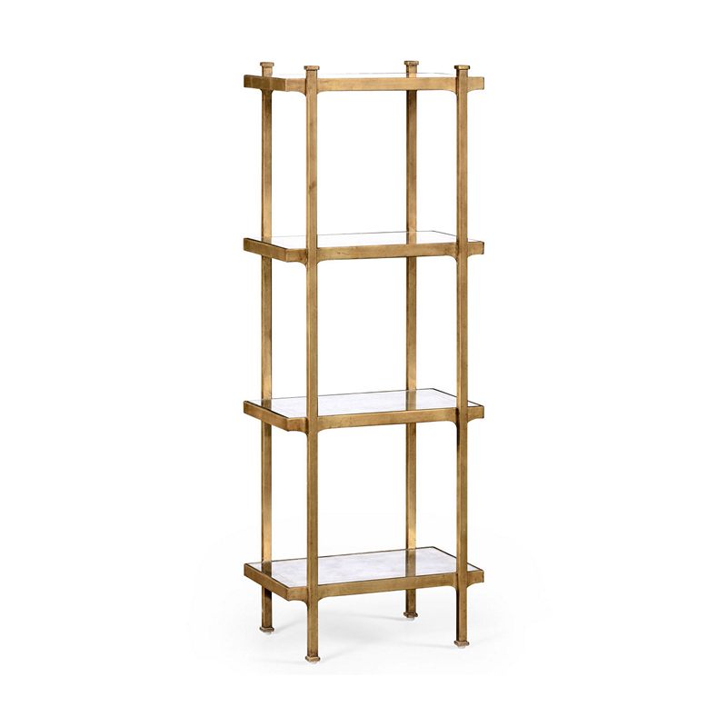 Jonathan Charles 494329-G Modern Accents Eglomise and Gilded Iron Narrow Four Tier Etagere