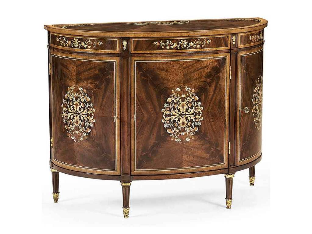 Jonathan Charles 499504-MAM-MOP Traditional Accents Mahogany and Mother of Pearl Demilune Cabinet