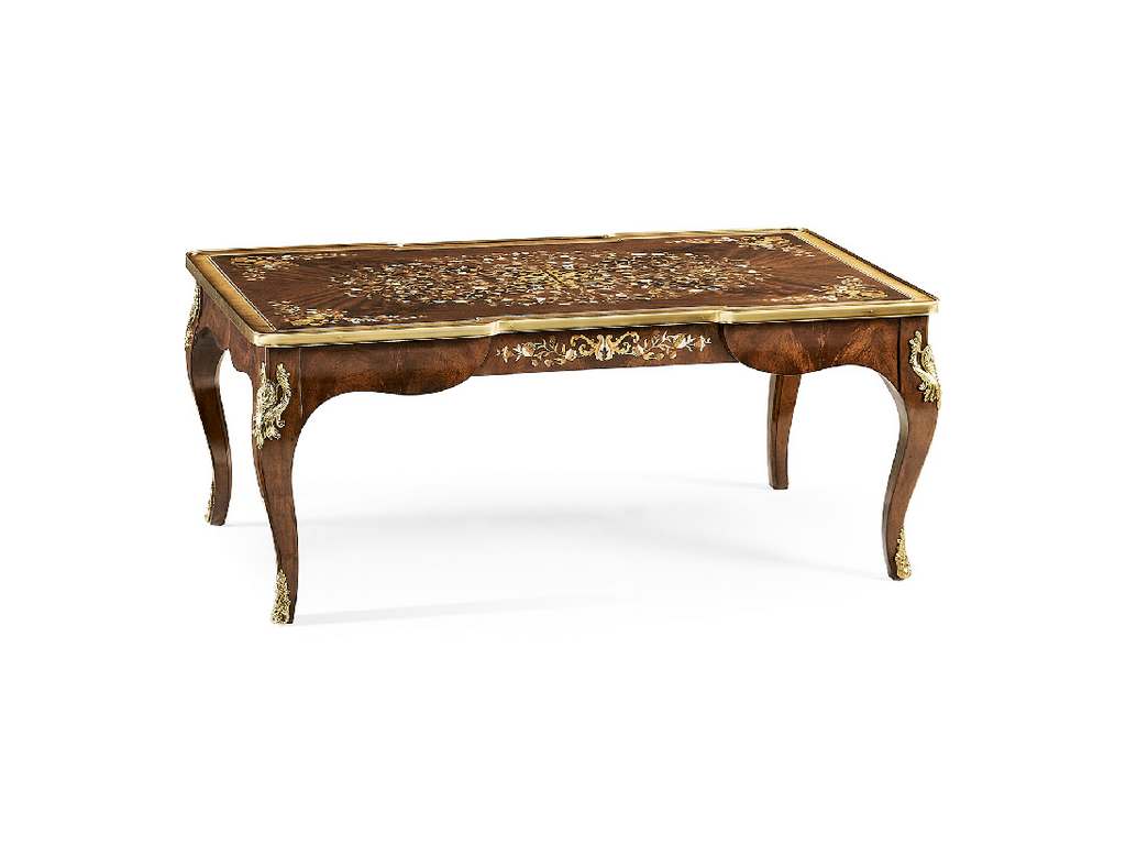Jonathan Charles 499508-MAM Traditional Accents Mahogany Rectangular Coffee Table With Brass Details