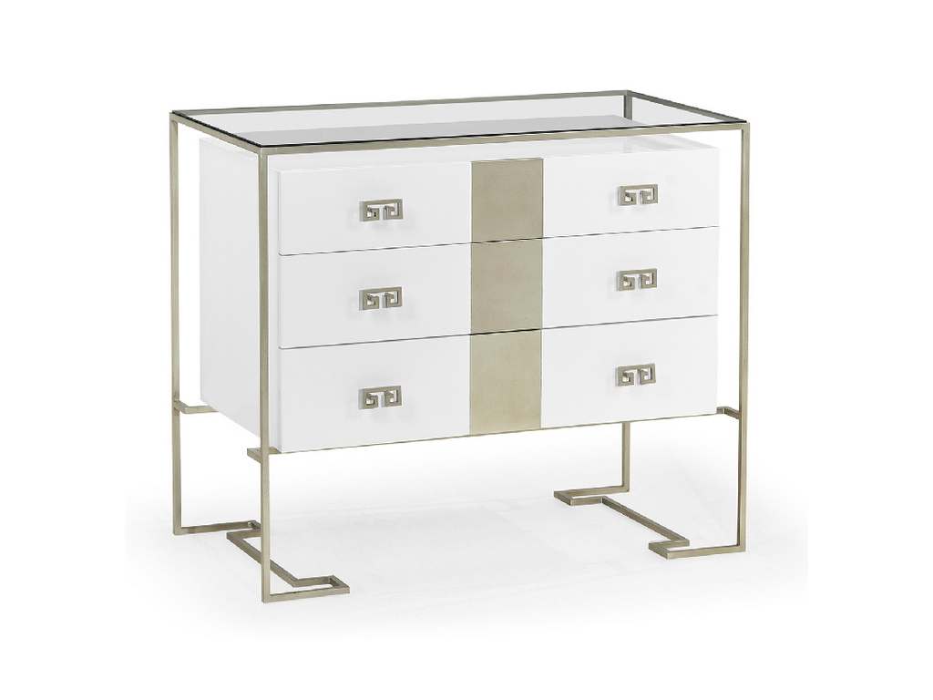 Jonathan Charles 491150-S-WGL Casual Accents Silver Iron Chest of Drawers in Biancaneve