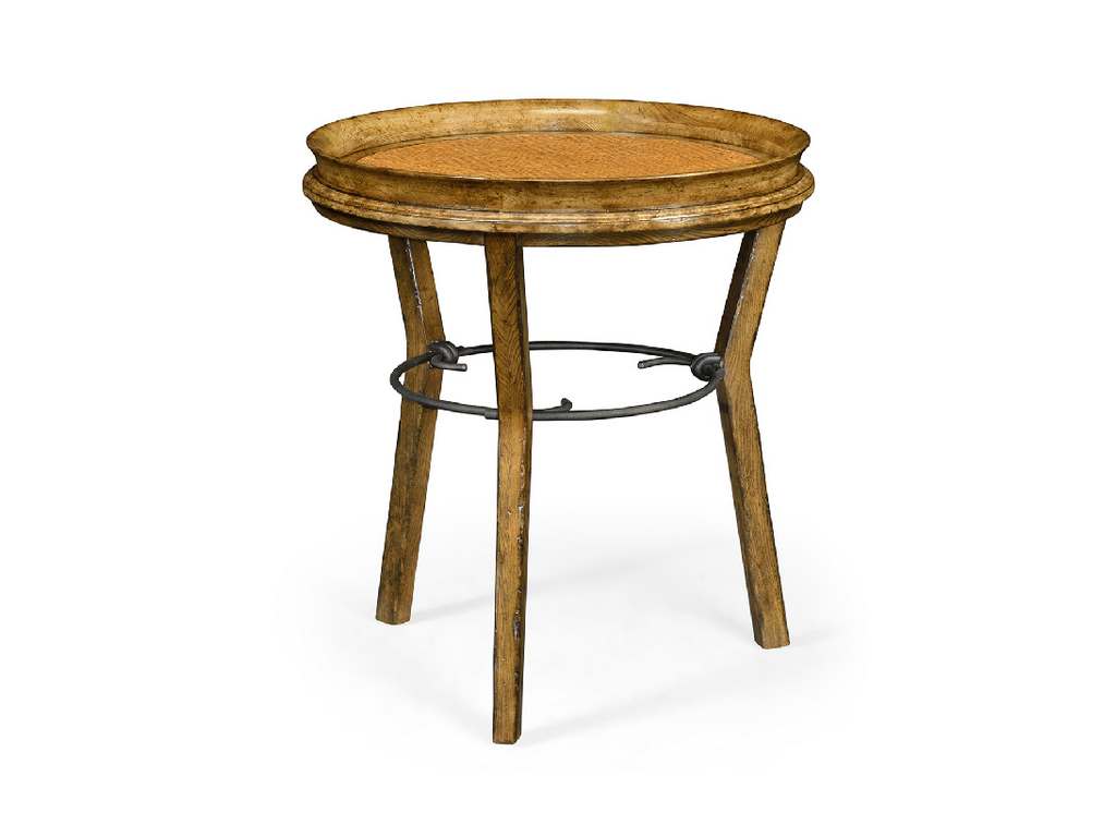 Jonathan Charles 491189-LBC Casual Accents Round Light Brown and Rattan Side Table
