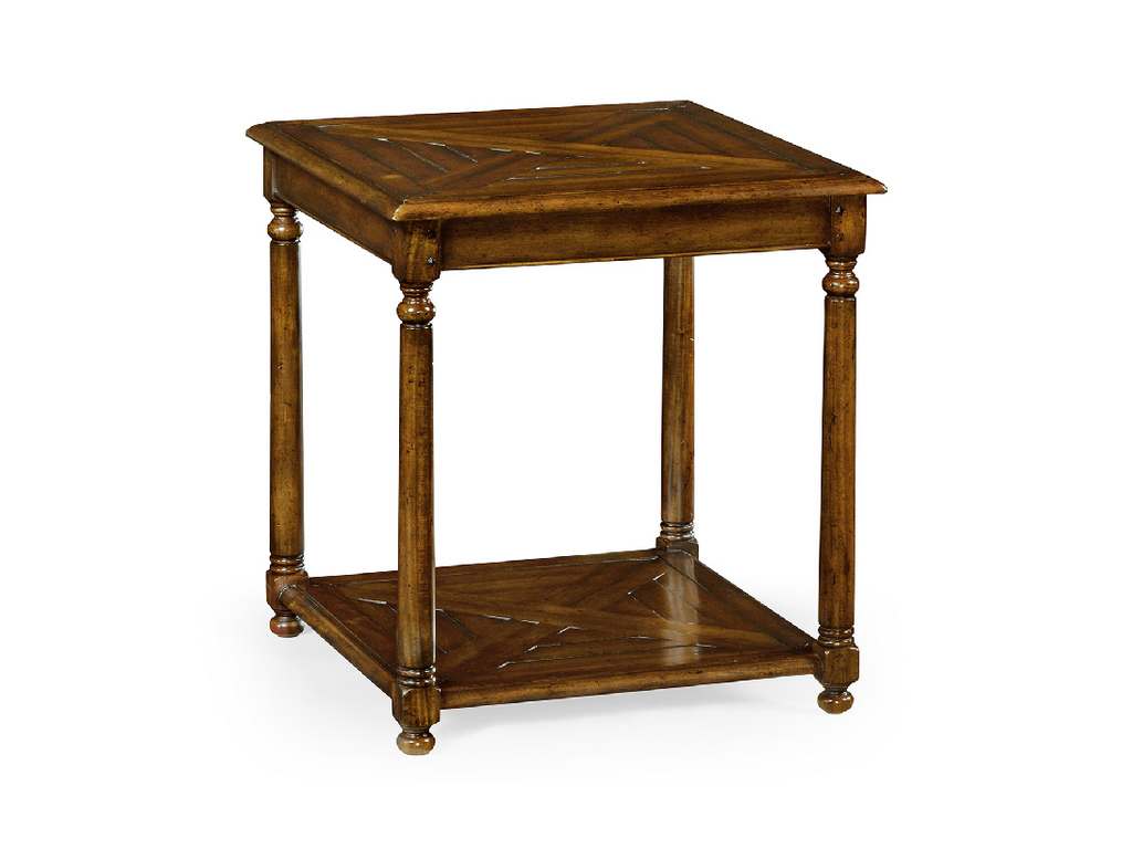 Jonathan Charles 492018-WAL Traditional Accents Square parquet topped side table with undertier