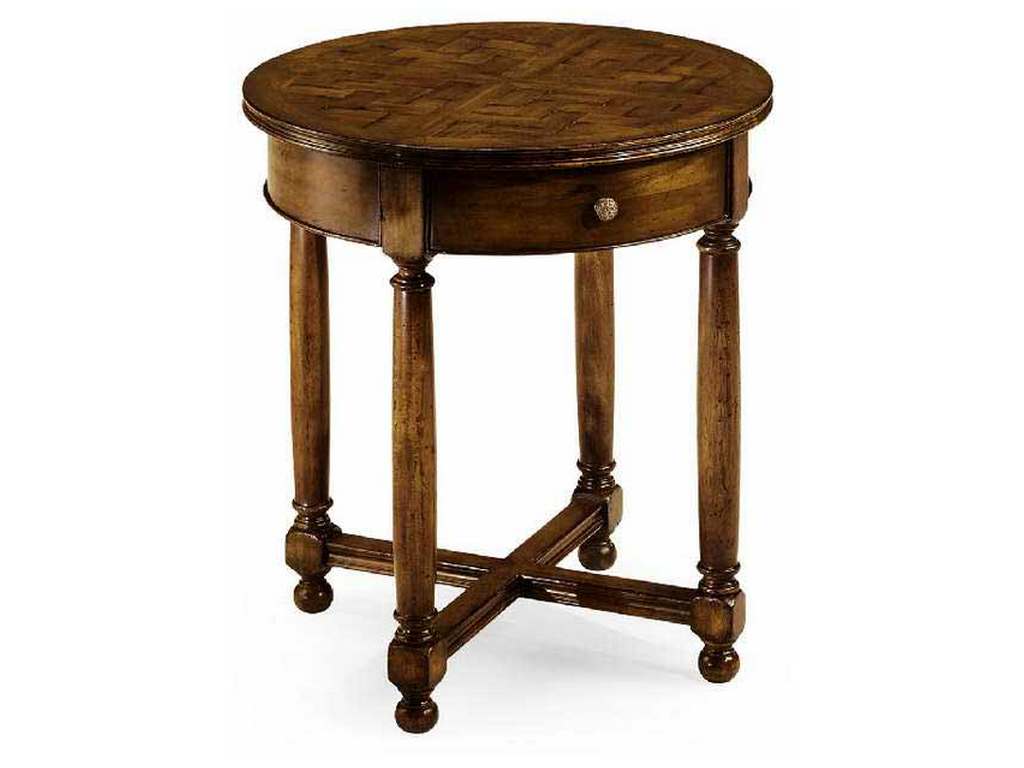 Jonathan Charles 492021-WAL Traditional Accents Round parquet topped side table
