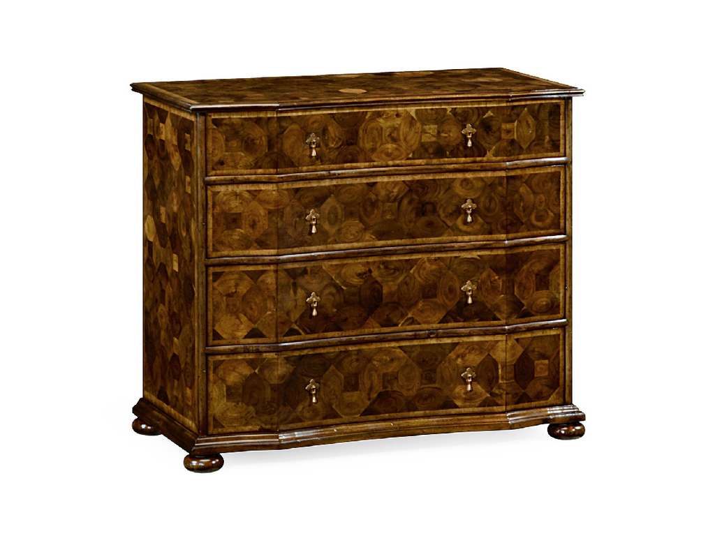 Jonathan Charles 492090-WAL Traditional Accents Oyster veneer large chest of drawers