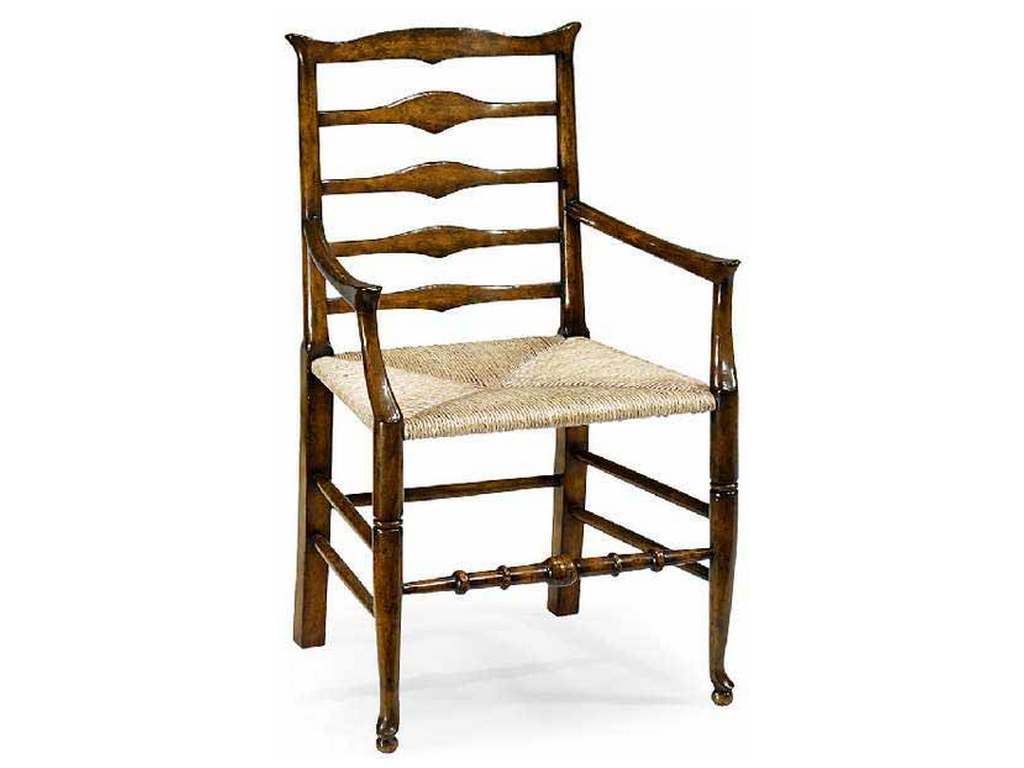 Jonathan Charles 492300-AC-WAL Traditional Accents Triangular detail ladder back chair with rush seat Arm