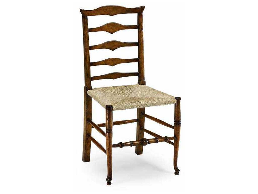 Jonathan Charles 492300-SC-WAL Traditional Accents Triangular detail ladder back chair with rush seat Side