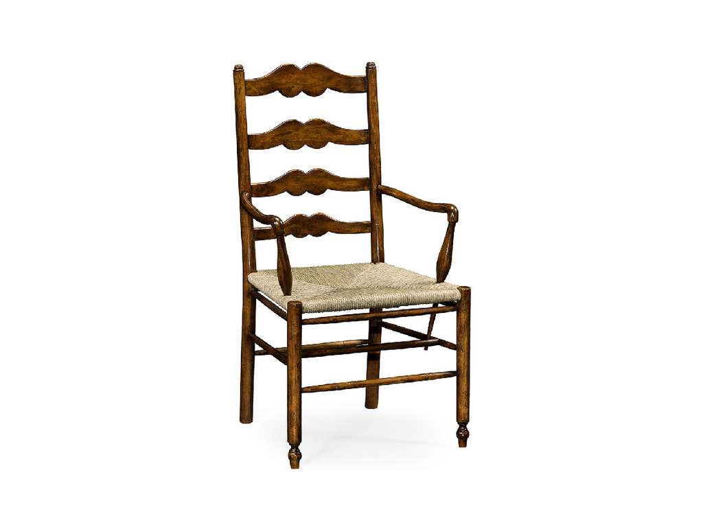 Jonathan Charles 492304-AC-WAL Traditional Accents Ladder back country chair with angled arms Arm