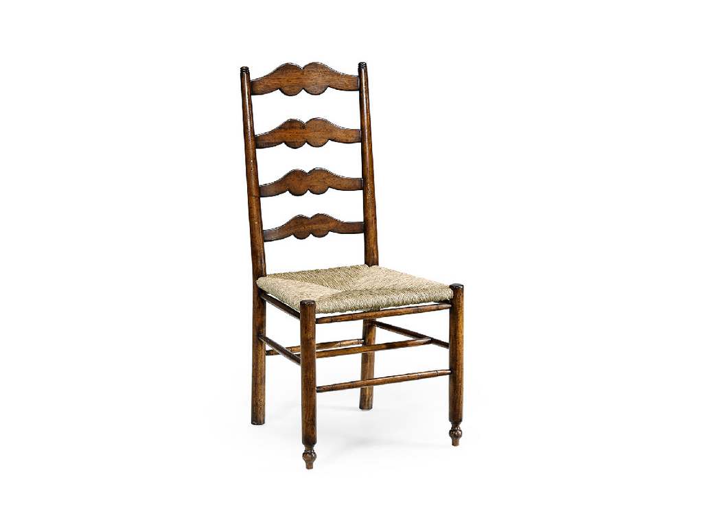Jonathan Charles 492304-SC-WAL Traditional Accents Ladder back country chair with rushed seat