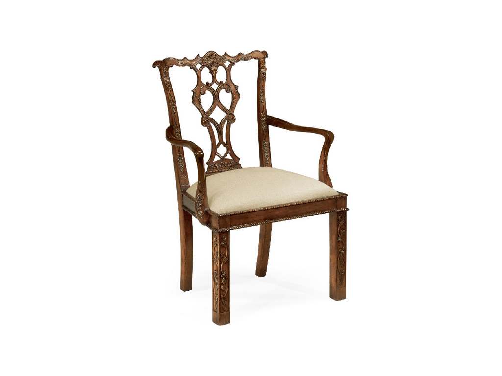 Jonathan Charles 492472-AC-MAH-F001 Buckingham Chippendale style rococo quatrefoil chair Arm