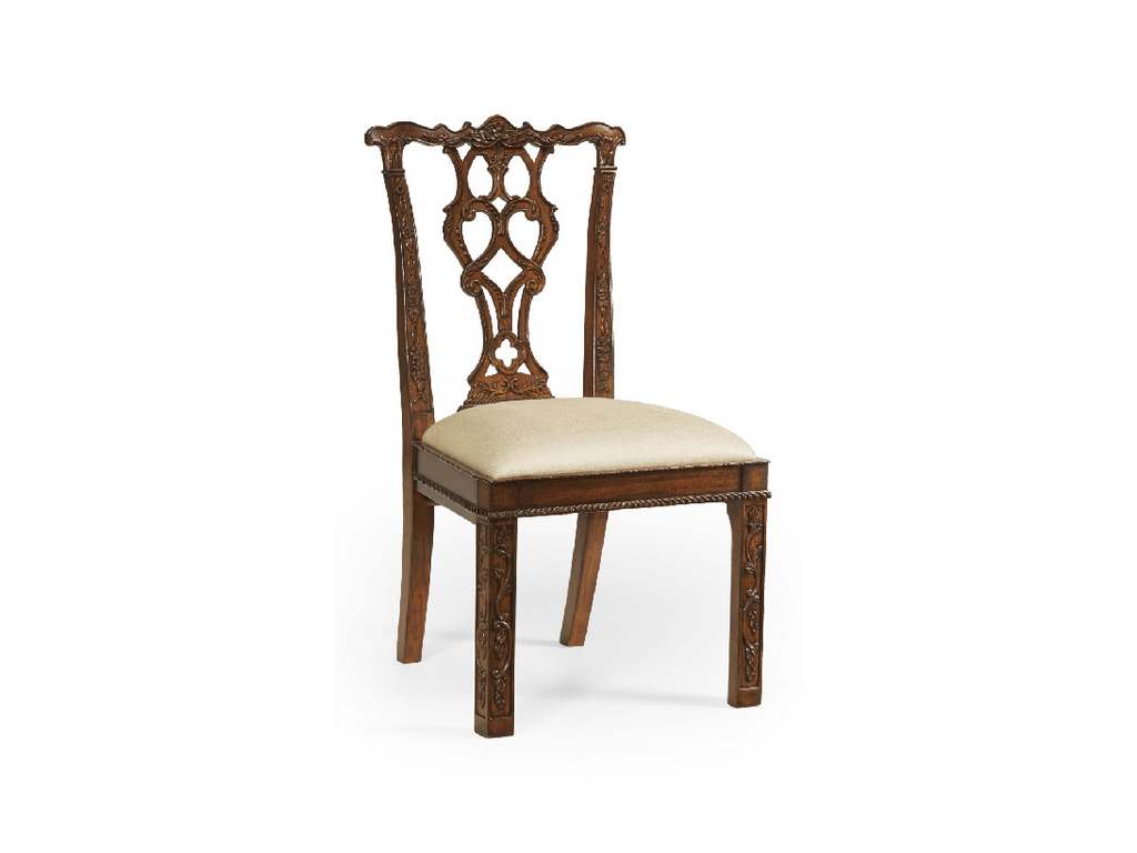 Jonathan Charles 492472-SC-MAH-F001 Buckingham Chippendale style rococo quatrefoil chair Side