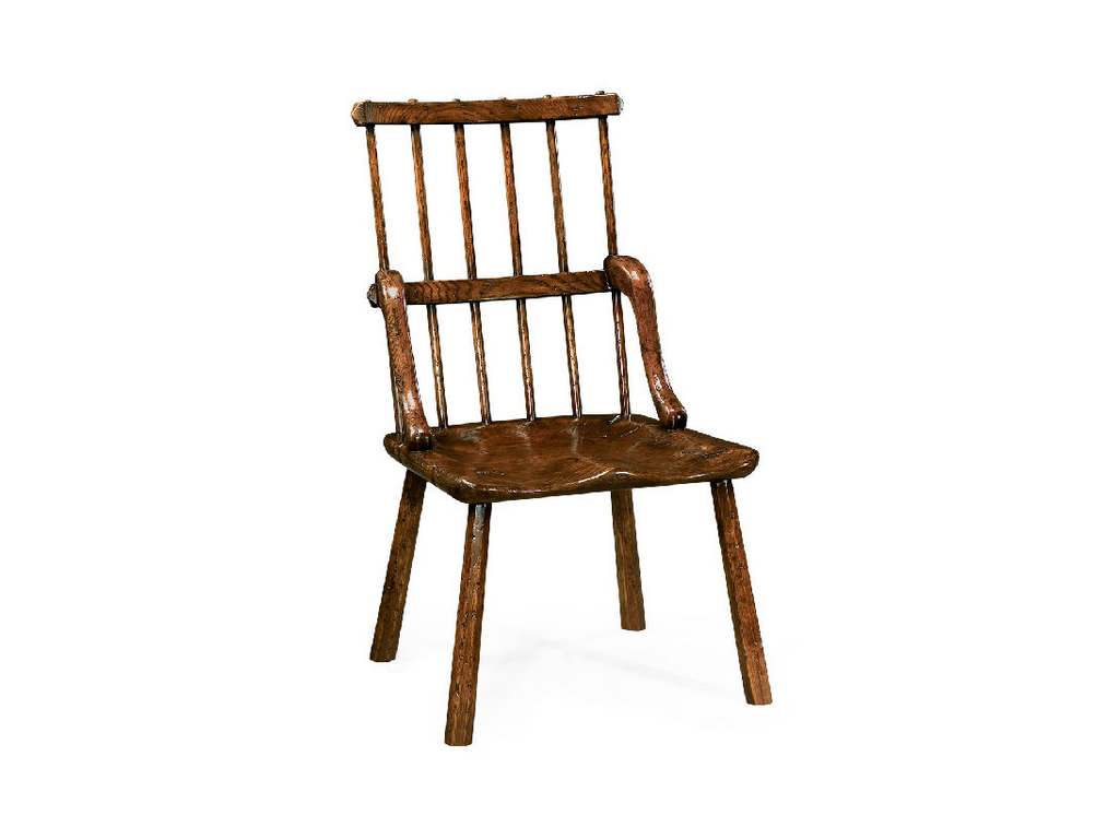 Jonathan Charles 493402-SC-TDO Sherwood Oak Rustic dark oak country chair plank seat Side