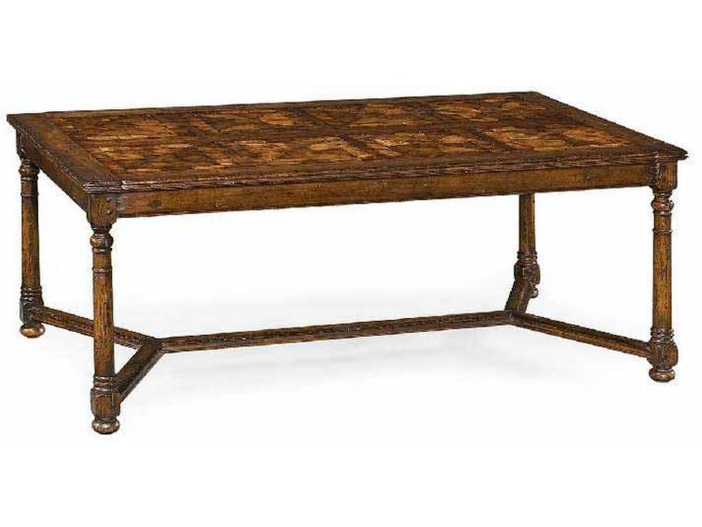 Jonathan Charles 493413-COS Casual Accents Walnut Rectangular Parquet Oyster Coffee Table