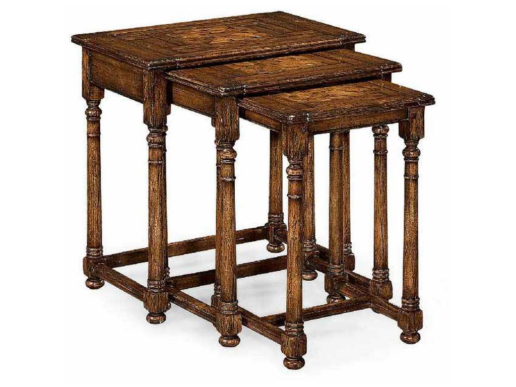 Jonathan Charles 493429-COS Casual Accents Nest of Three Walnut Oyster Tables
