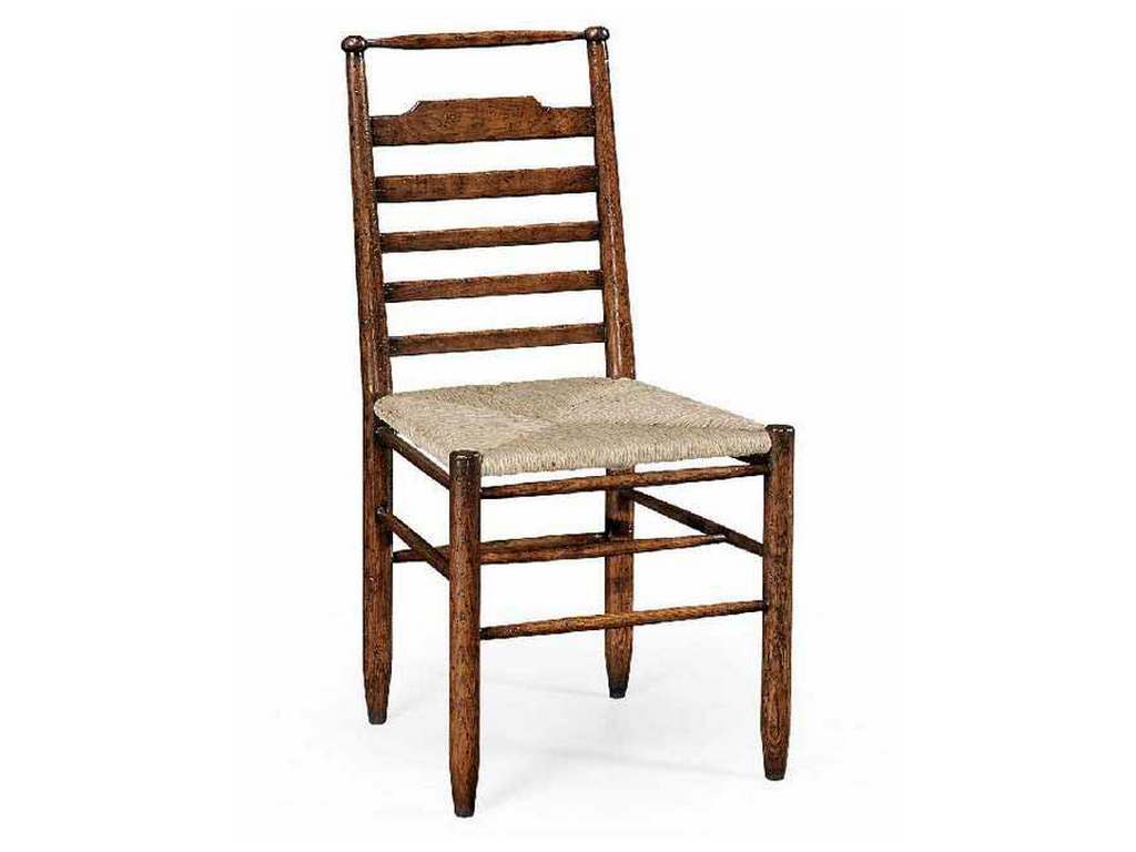 Jonathan Charles 494218-SC-TDO Sherwood Oak Dark oak ladder back country chair with rush seat Side