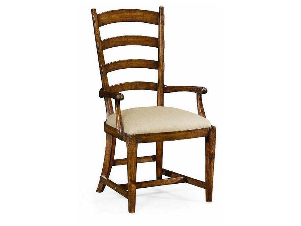 Jonathan Charles 494774-AC-WAL-F001 Casual Accents French Ladderback Style Carver Armchair Upholstered in MAZO