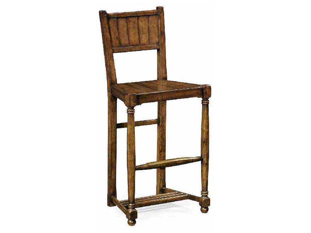 Jonathan Charles 492433-SC-WAL Country Farmhouse Planked Walnut Barstool with Baluster Legs Side