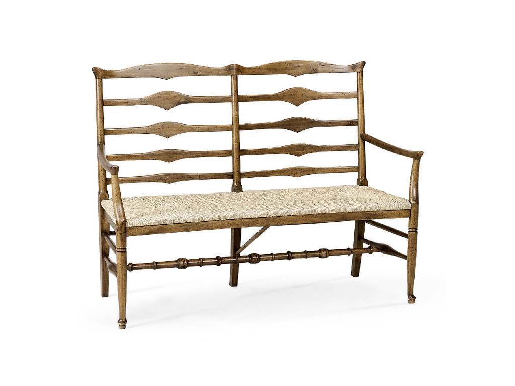 Jonathan Charles 492803-DTM Country Farmhouse Casual Ladderback Bench