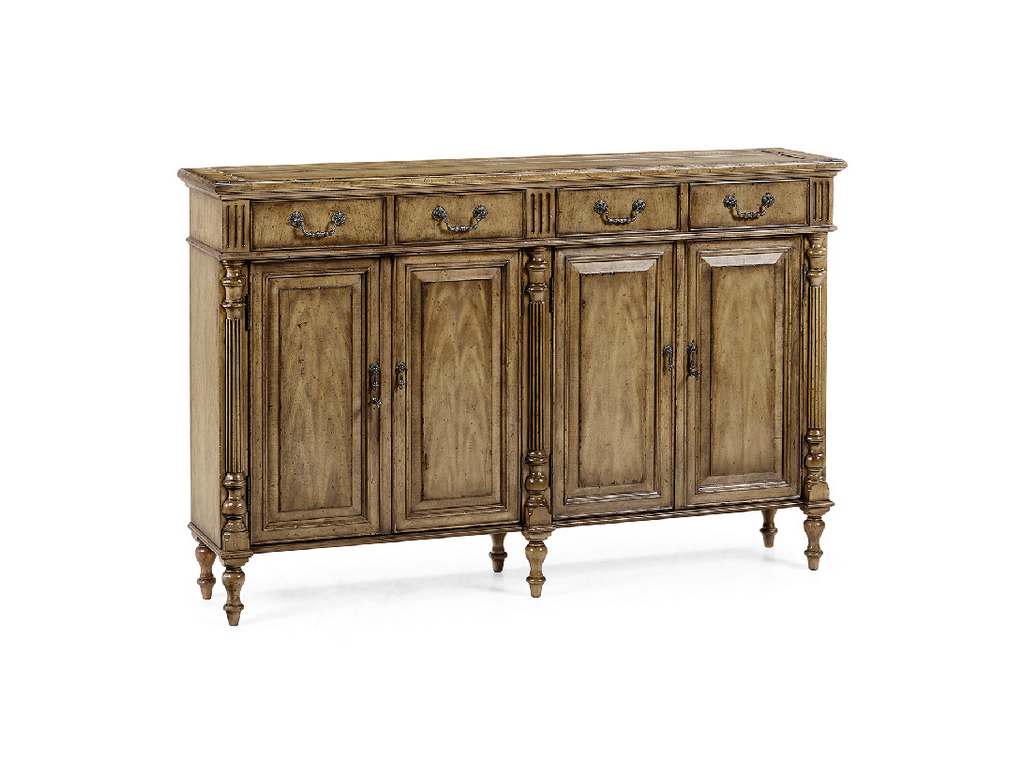 Jonathan Charles 492973-DTM Country Farmhouse Double Narrow Medium Driftwood Cabinet with Twin Cupboards