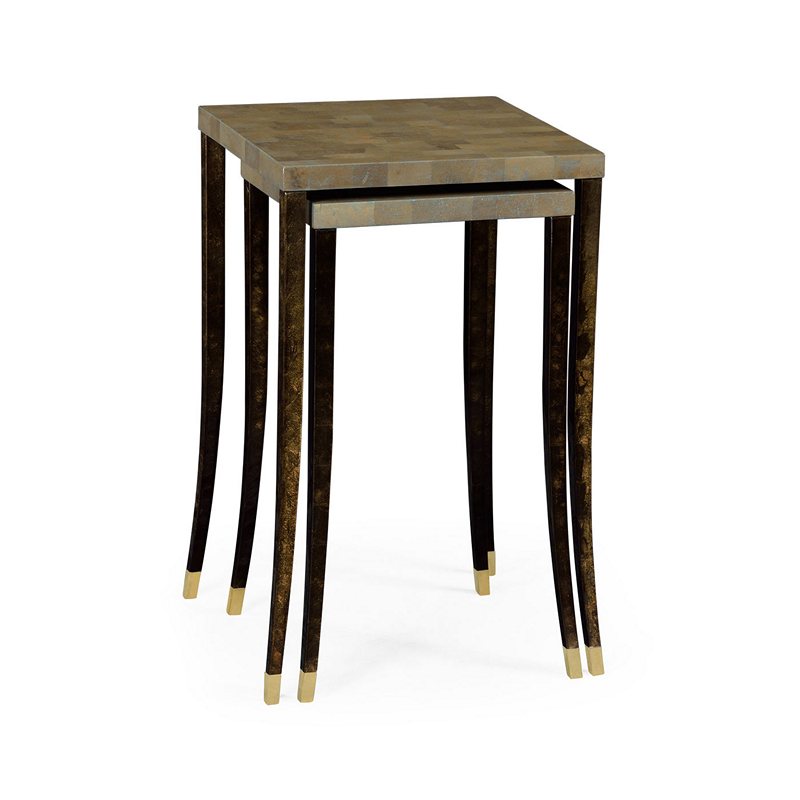 Jonathan Charles 495525-TEB Modern Accents Teal Brushed Eggshell Inlay Nesting Tables