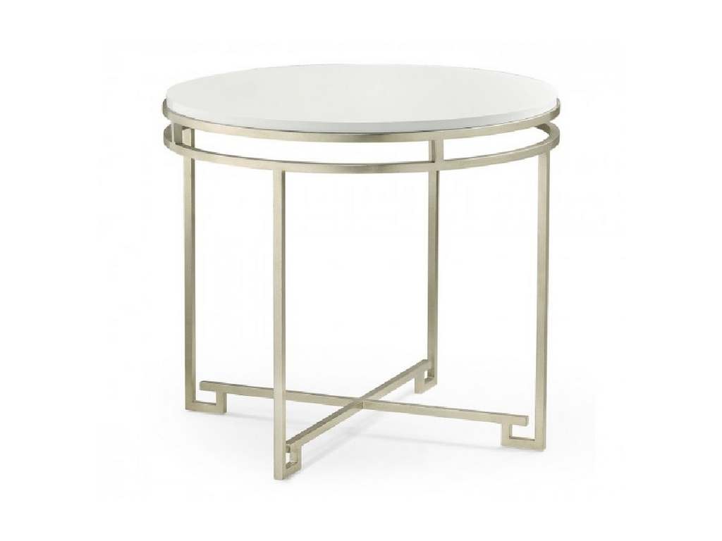 Jonathan Charles 500380-SIL-LCD Modern Accents Round Side Table B