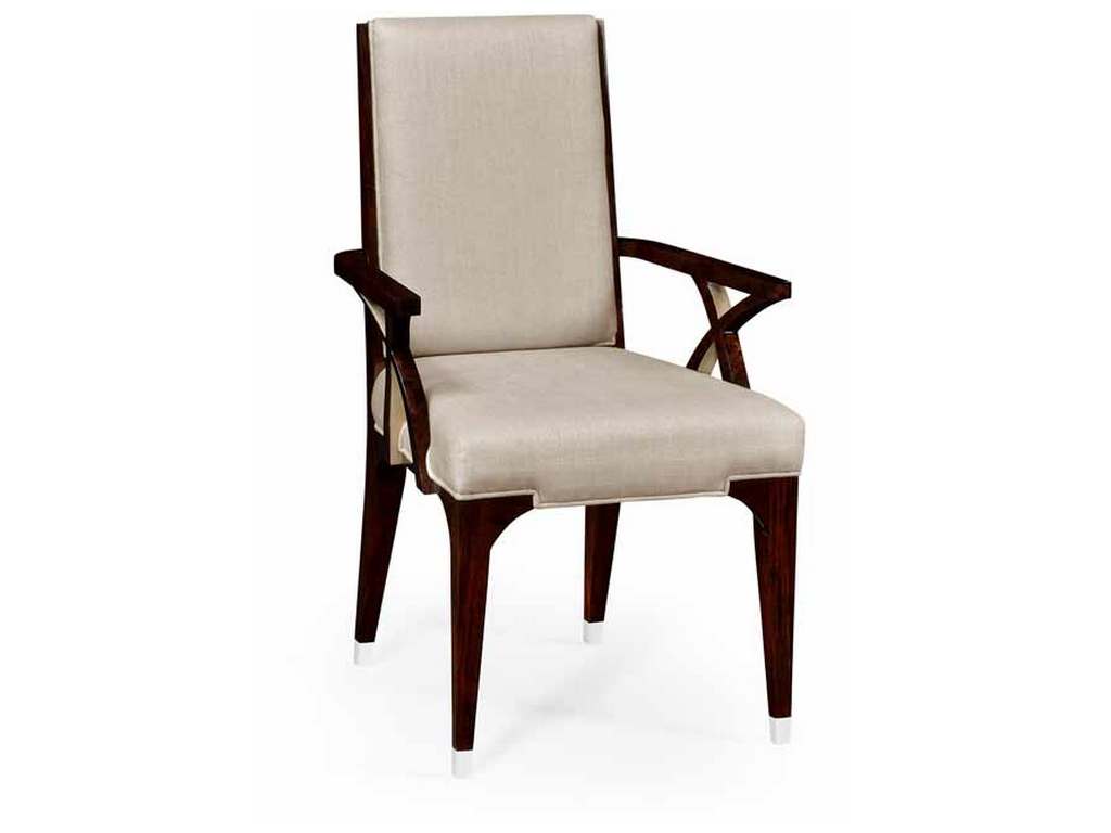 Jonathan Charles 495647-AC-BEC-MA Modern Accents Dining Armchair with Stainless Steel Detailing Upholstered