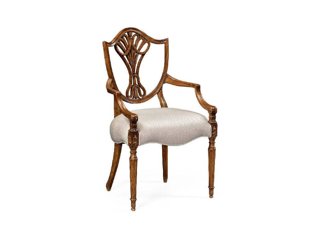 Jonathan Charles 495819-AC-LBM-FCOM Traditional Accents Sheraton Dining Arm Chair with Shield Back in Brown Mahogany