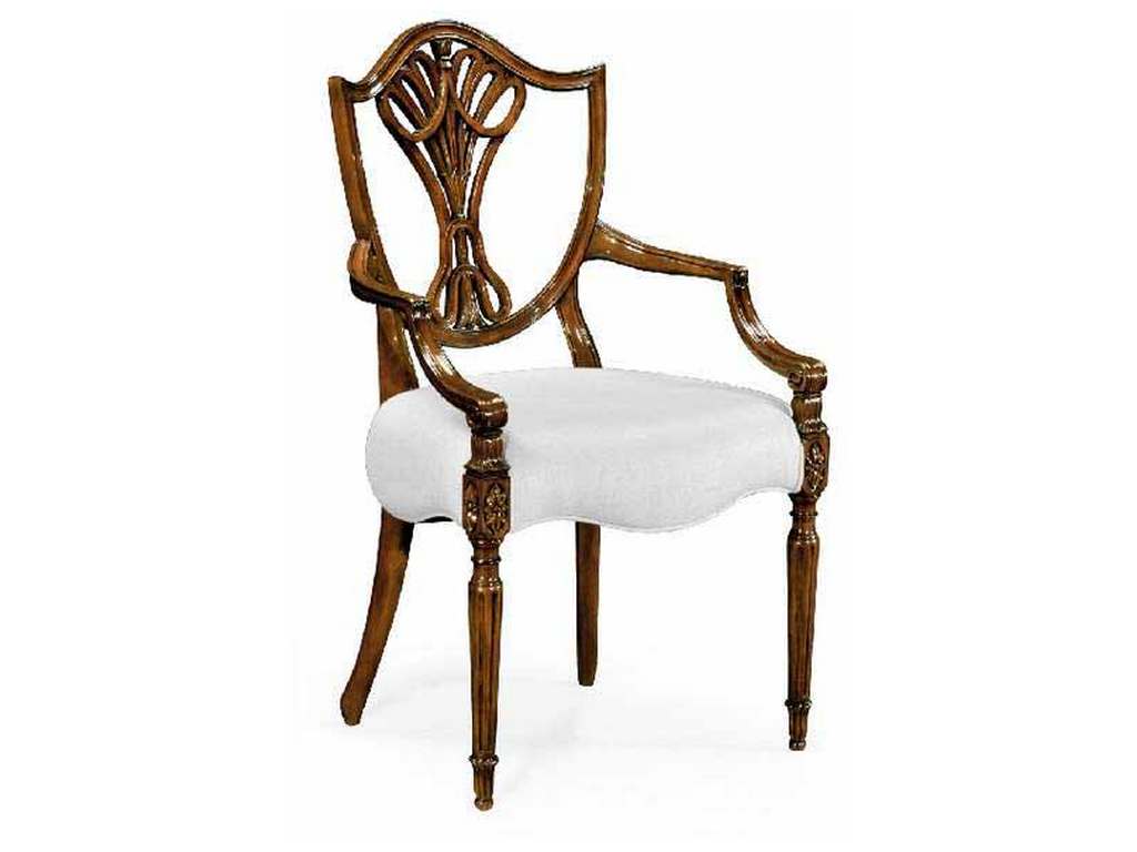 Jonathan Charles 495819-AC-MAH-FCOM Buckingham Sheraton Dining Arm Chair with Shield Back in Antique Mahogany