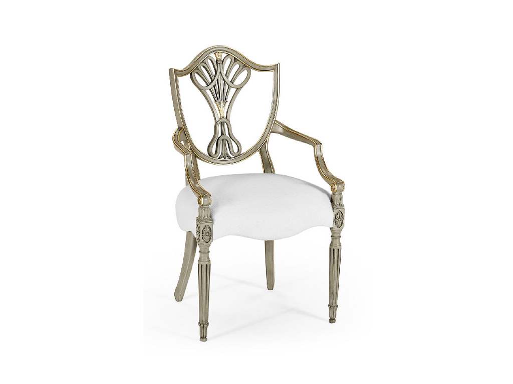 Jonathan Charles 495819-AC-PBG-DCOM Buckingham Shield Back Painted Dining Arm Chair