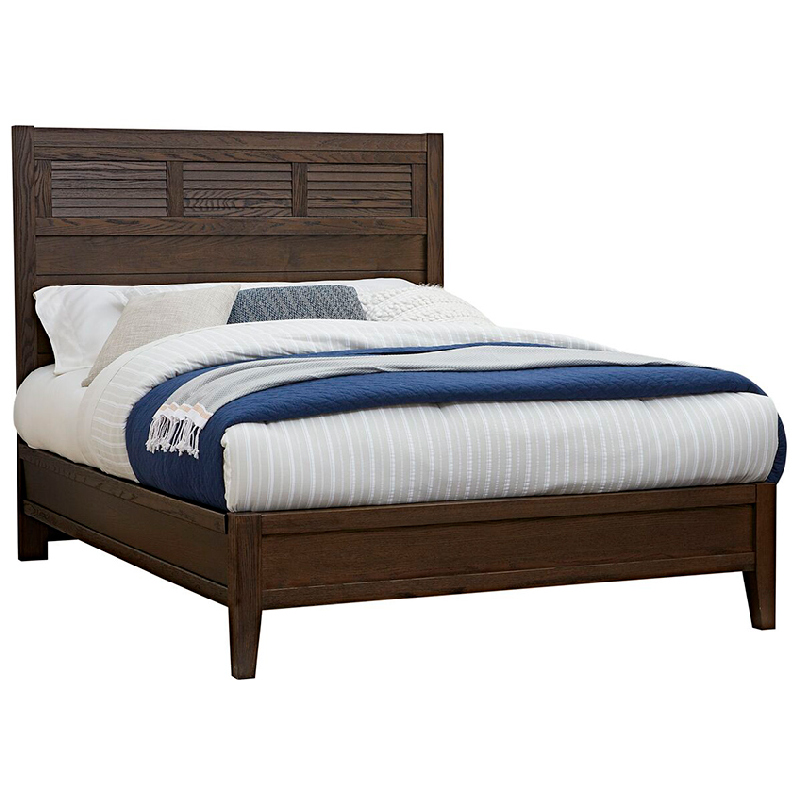 Laurel Mercantile 140-557-755 Passageways Louvered Bed with Low Profile Footboard in Charleston Brown