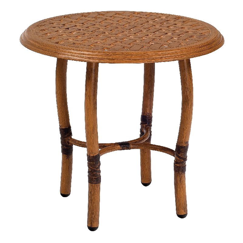 Woodard 1T24BT Glade Isle Tables Round End Table with Thatch Top