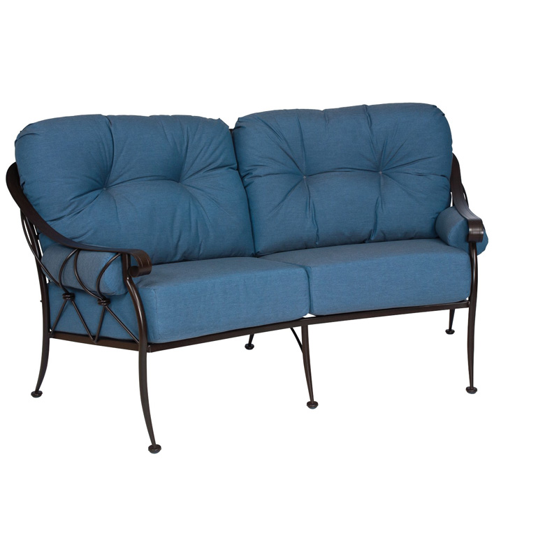 Woodard 4T0063 Derby Crescent Loveseat with Cushions and Bolsters